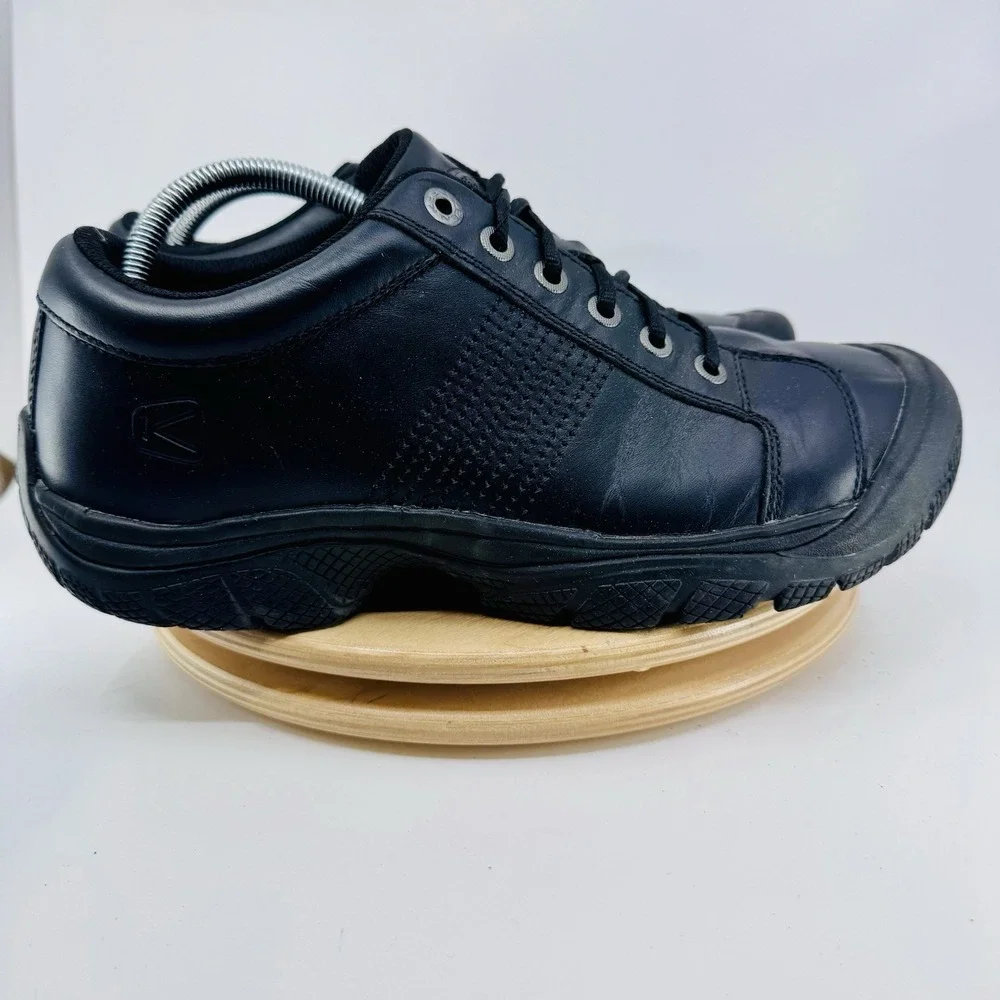 KEEN PTC Oxford Work Shoes Mens 11 Black Leather Slip Resistant Comfort